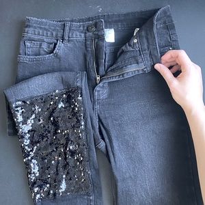 washed out black sequins jeans